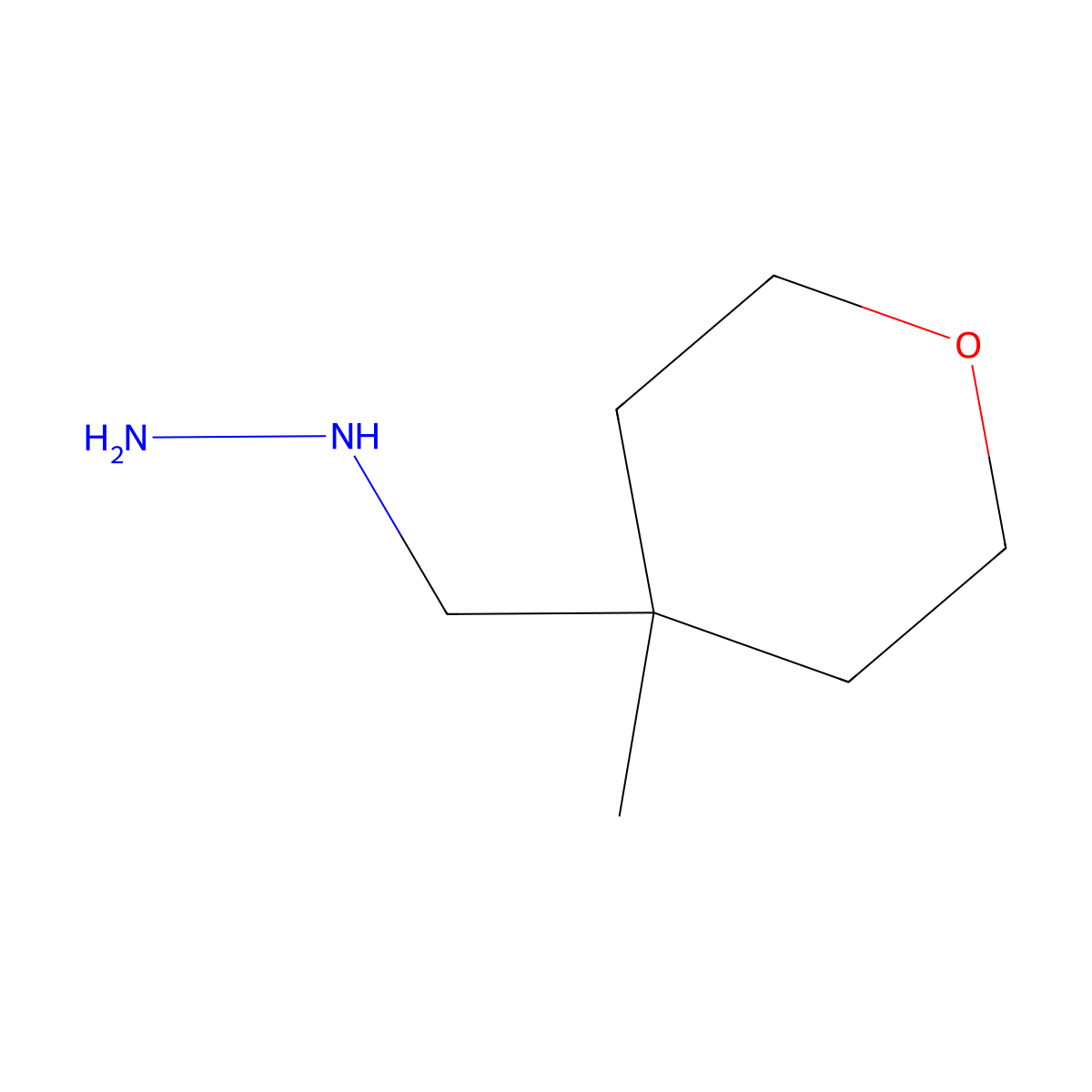 [(4-Methyloxan-4-yl)methyl]hydrazine molecular structure, CAS 2228800-91-5