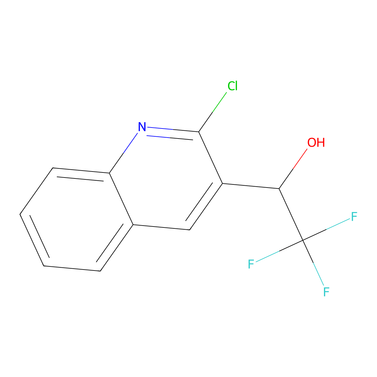 1-(2-Chloroquinolin-3-yl)-2,2,2-trifluoroethan-1-ol molecular structure, CAS 2228801-28-1