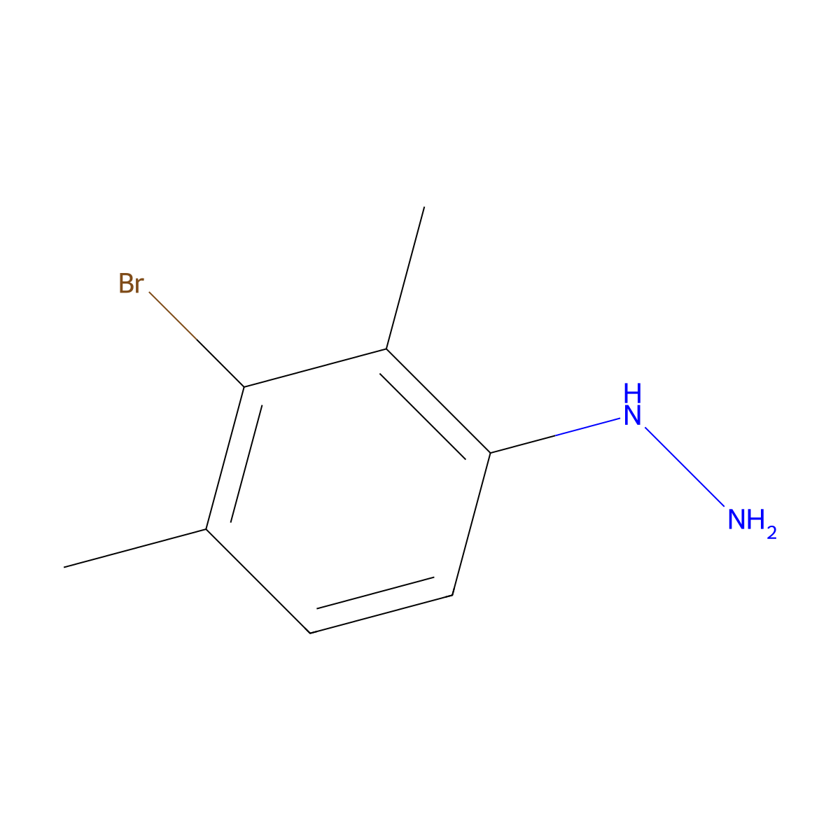 (3-Bromo-2,4-dimethylphenyl)hydrazine molecular structure, CAS 2228801-67-8
