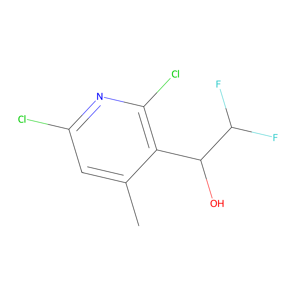 1-(2,6-Dichloro-4-methylpyridin-3-yl)-2,2-difluoroethan-1-ol molecular structure, CAS 2228803-01-6