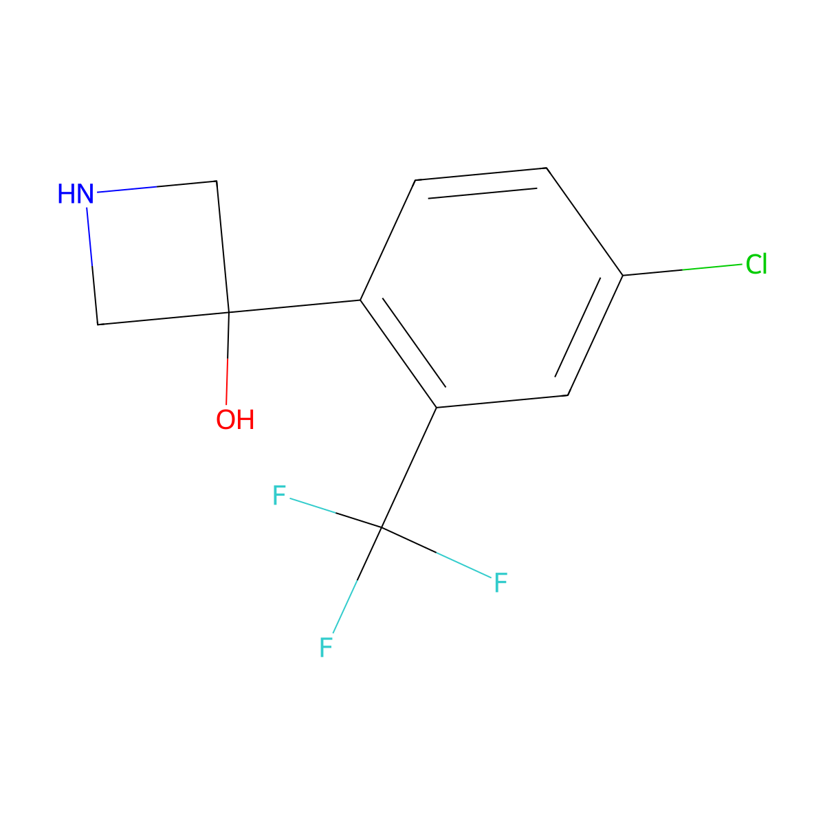 3-[4-Chloro-2-(trifluoromethyl)phenyl]azetidin-3-ol molecular structure, CAS 2228803-40-3
