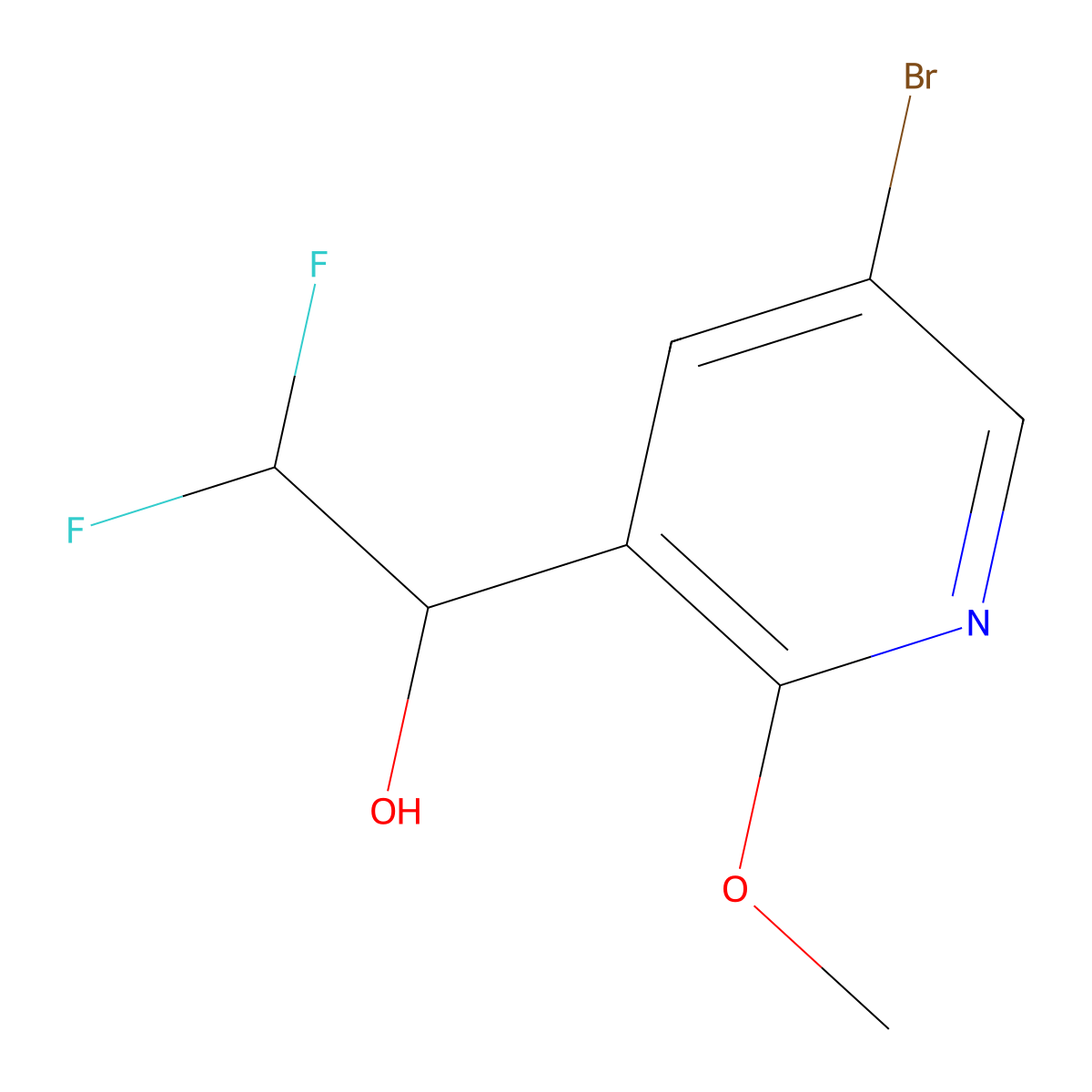 1-(5-Bromo-2-methoxypyridin-3-yl)-2,2-difluoroethan-1-ol molecular structure, CAS 2228804-33-7