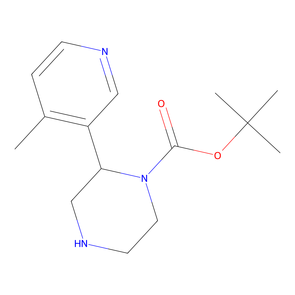 Tert-butyl 2-(4-methylpyridin-3-yl)piperazine-1-carboxylate molecular structure, CAS 2228804-69-9