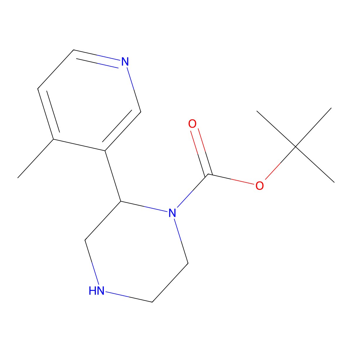 Tert-butyl 2-(4-methylpyridin-3-yl)piperazine-1-carboxylate molecular structure, CAS 2228804-69-9
