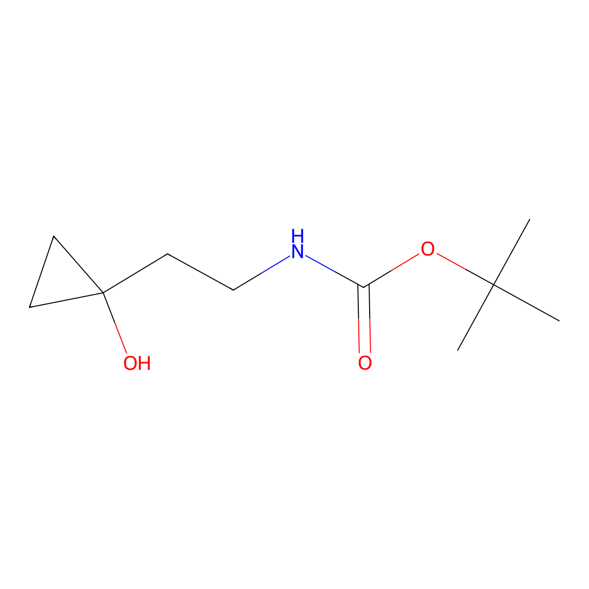 tert-butyl N-[2-(1-hydroxycyclopropyl)ethyl]carbamate molecular structure, CAS 2228804-93-9