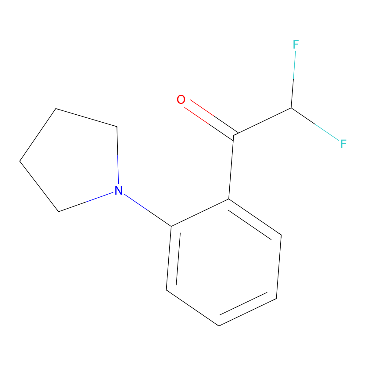 2,2-Difluoro-1-[2-(pyrrolidin-1-yl)phenyl]ethan-1-one molecular structure, CAS 2228806-77-5
