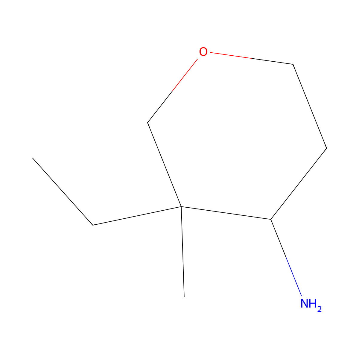 3-Ethyl-3-methyloxan-4-amine molecular structure, CAS 2228808-13-5