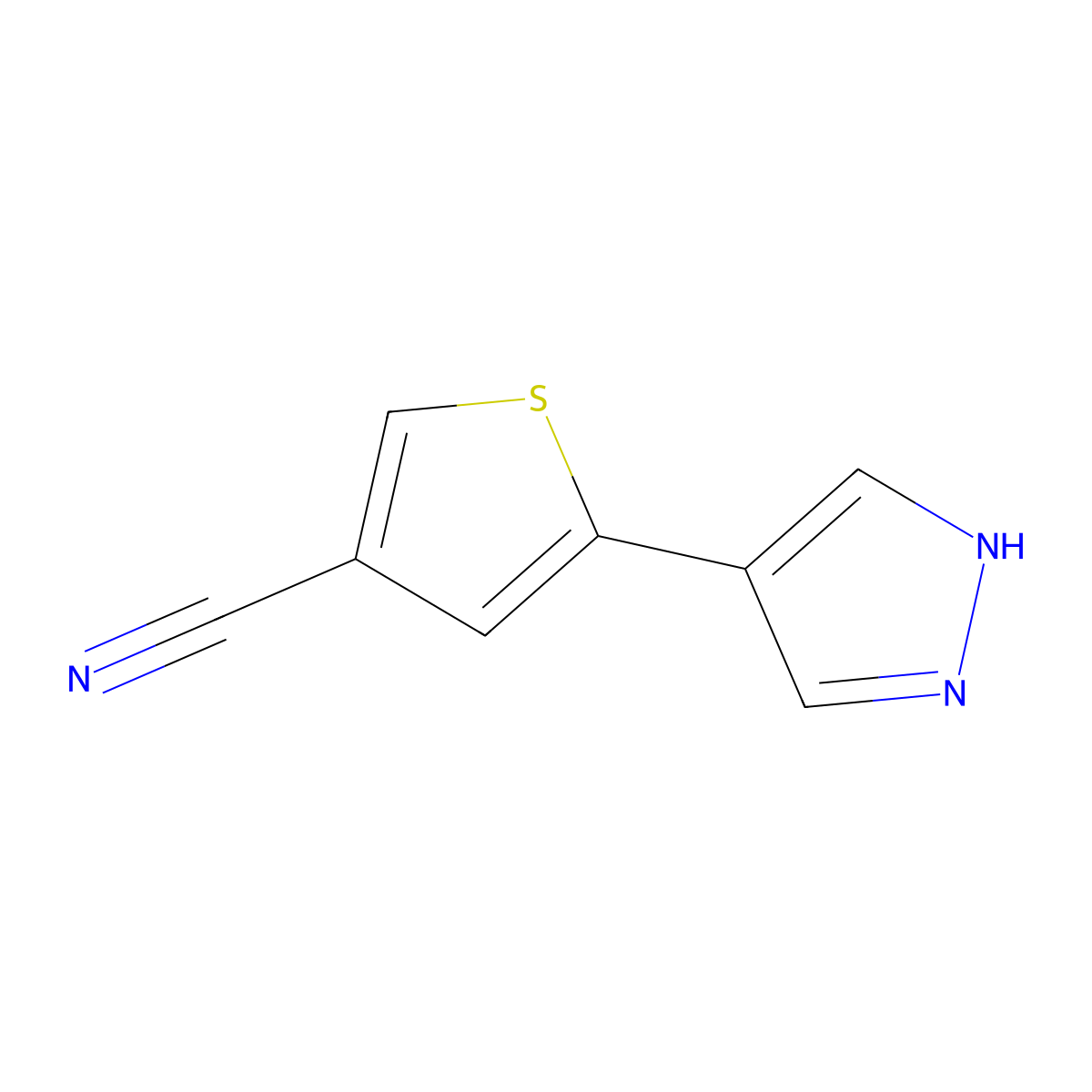 5-(1H-pyrazol-4-yl)thiophene-3-carbonitrile molecular structure, CAS 2228808-55-5