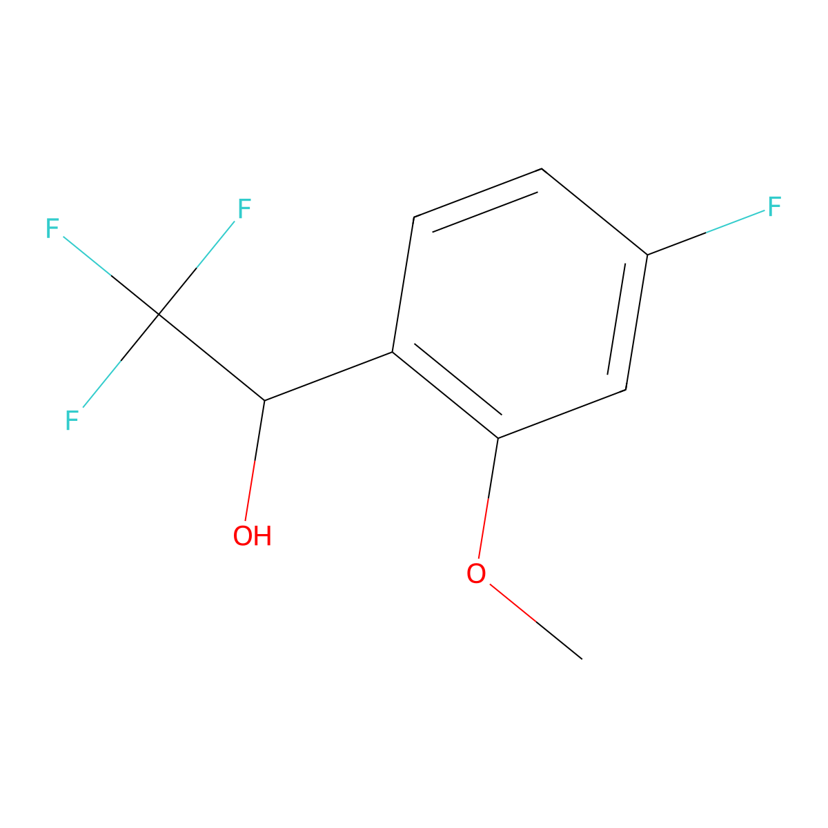 2,2,2-Trifluoro-1-(4-fluoro-2-methoxyphenyl)ethan-1-ol molecular structure, CAS 2228809-24-1