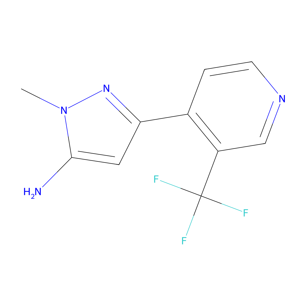 1-methyl-3-[3-(trifluoromethyl)pyridin-4-yl]-1H-pyrazol-5-amine molecular structure, CAS 2228809-27-4