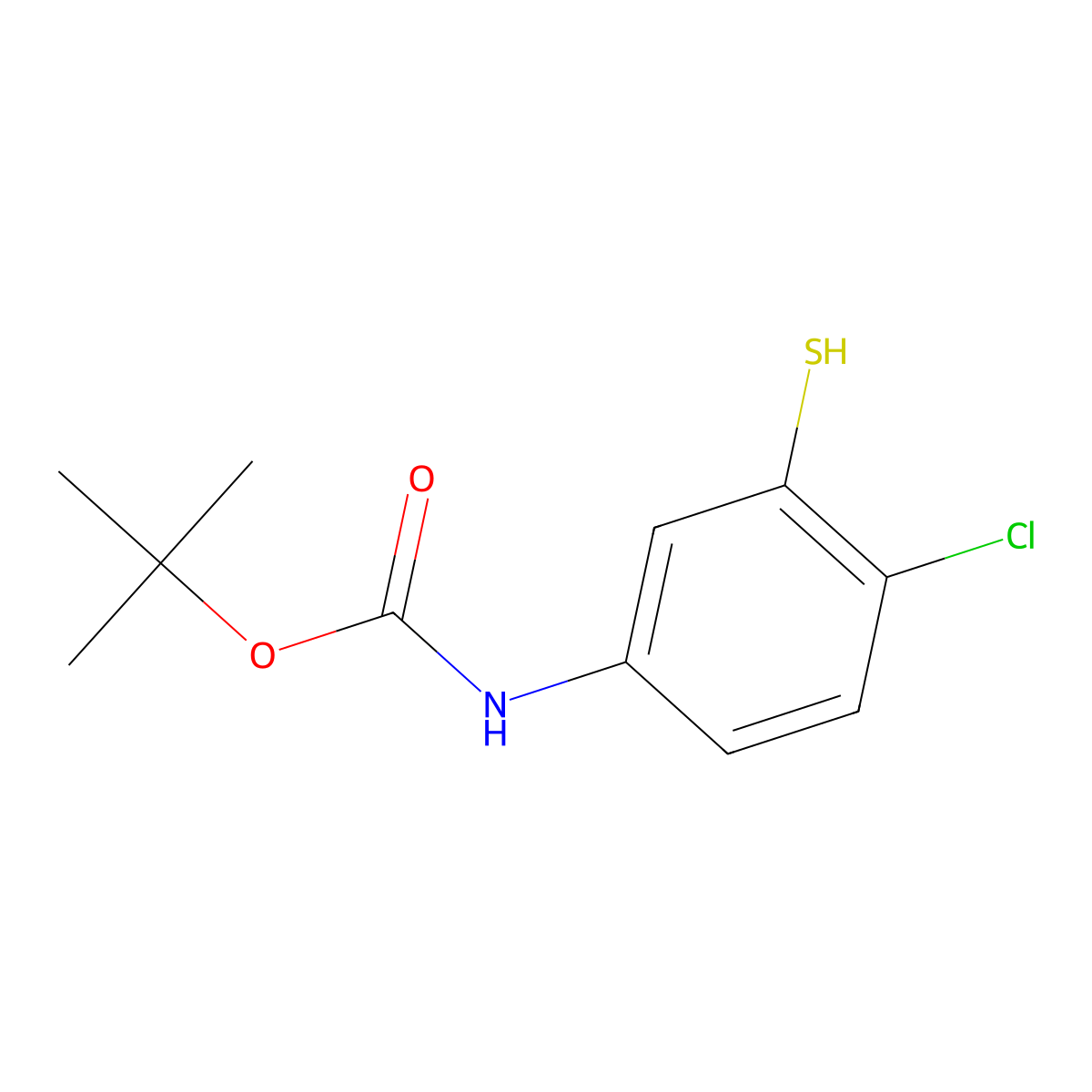 tert-butyl N-(4-chloro-3-sulfanylphenyl)carbamate molecular structure, CAS 2228811-73-0
