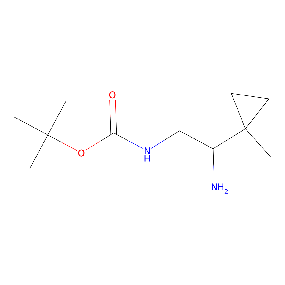 tert-butyl N-[2-amino-2-(1-methylcyclopropyl)ethyl]carbamate molecular structure, CAS 2228813-33-8