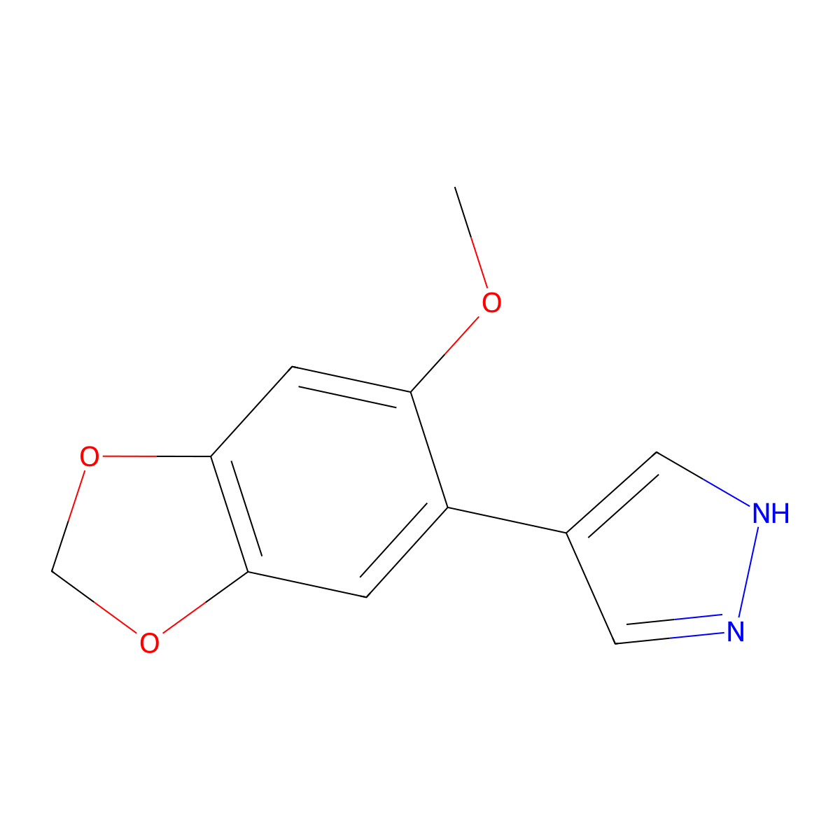 4-(6-methoxy-1,3-dioxaindan-5-yl)-1H-pyrazole molecular structure, CAS 2228814-45-5