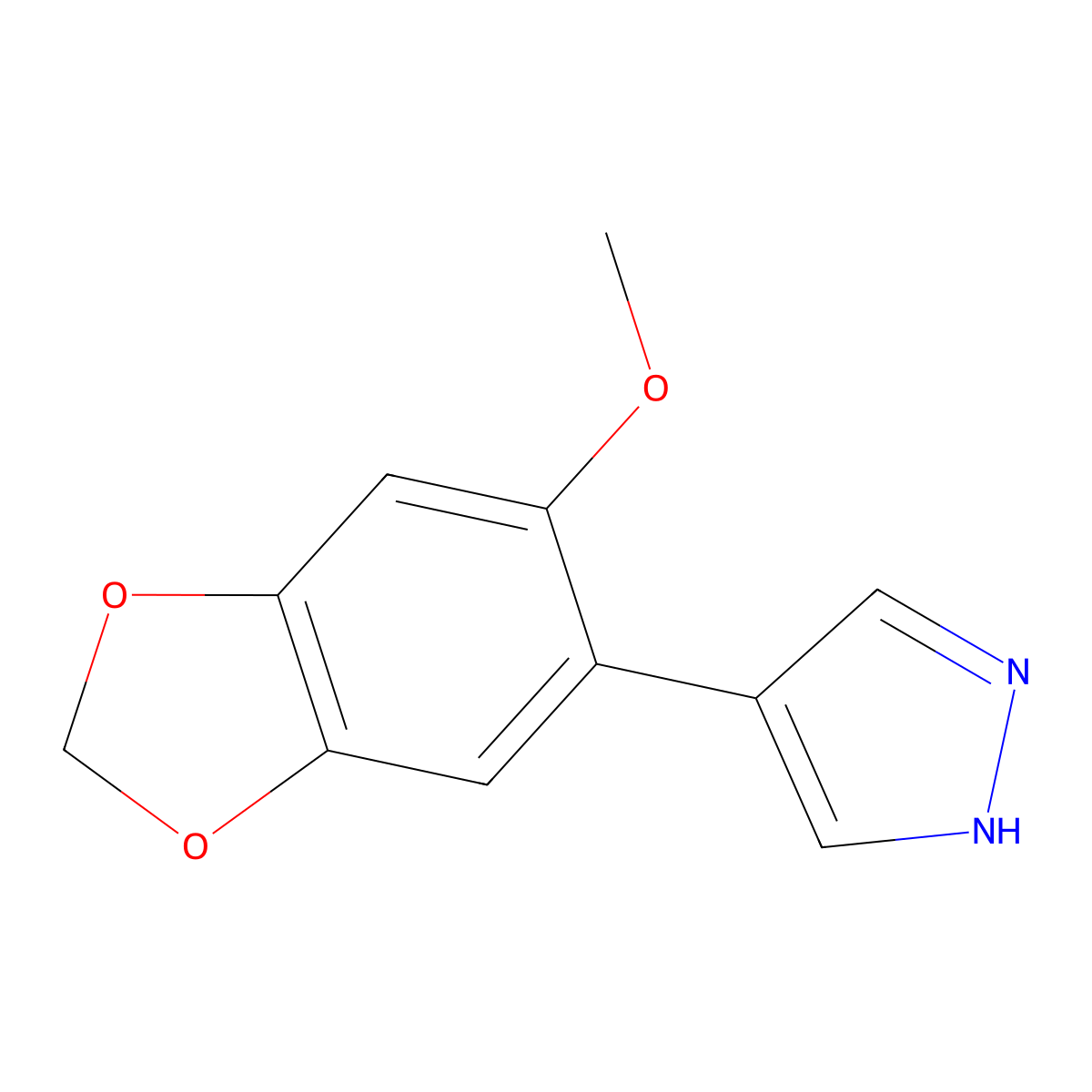 4-(6-methoxy-1,3-dioxaindan-5-yl)-1H-pyrazole molecular structure, CAS 2228814-45-5
