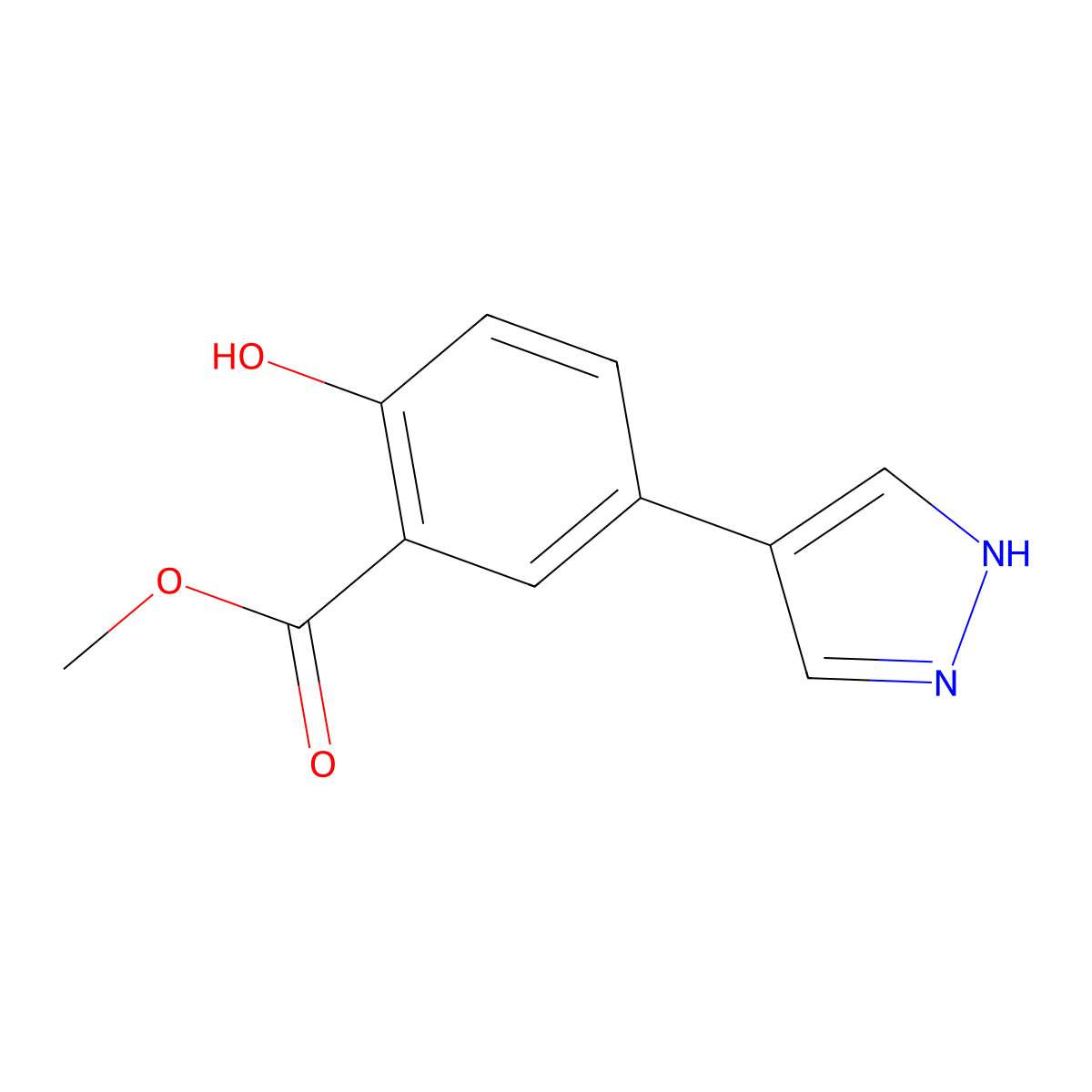 methyl 2-hydroxy-5-(1H-pyrazol-4-yl)benzoate molecular structure, CAS 2228815-35-6