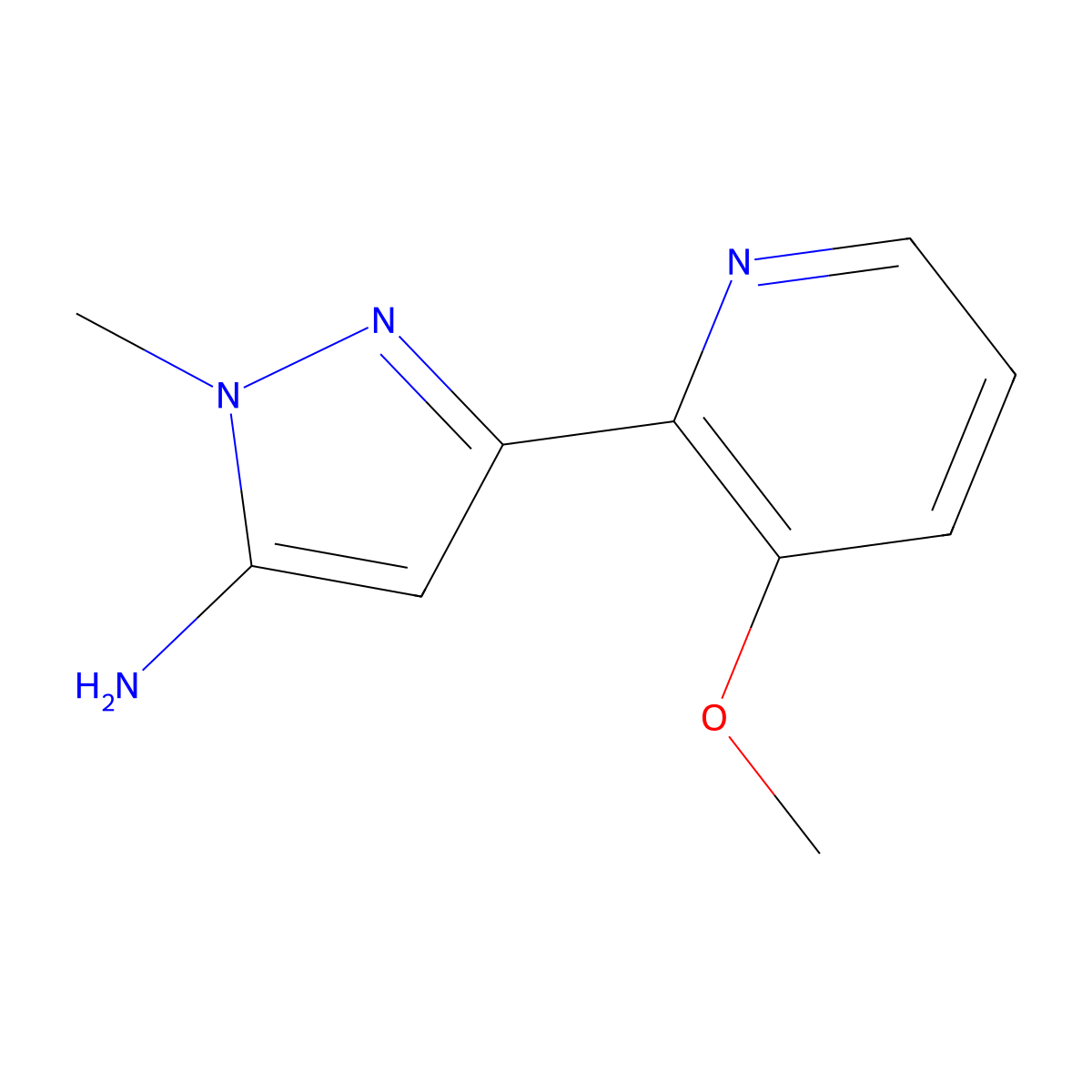 3-(3-methoxypyridin-2-yl)-1-methyl-1H-pyrazol-5-amine molecular structure, CAS 2228816-06-4