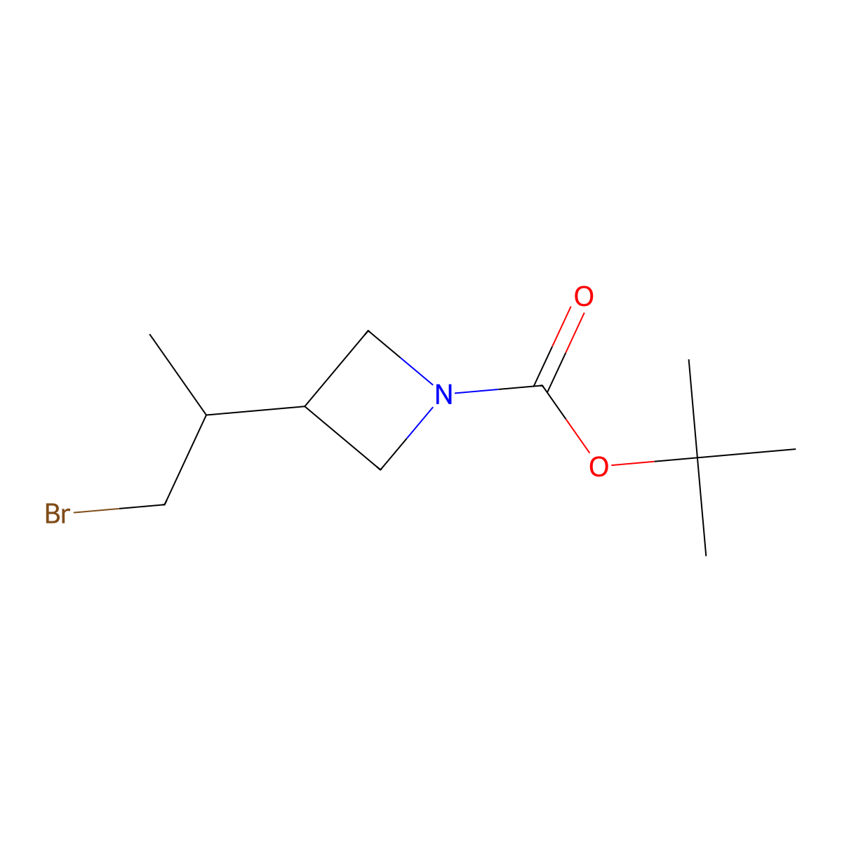 Tert-butyl 3-(1-bromopropan-2-yl)azetidine-1-carboxylate molecular structure, CAS 2228816-65-5