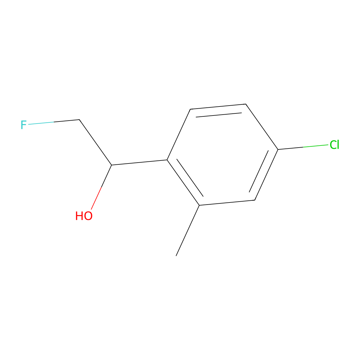 1-(4-Chloro-2-methylphenyl)-2-fluoroethan-1-ol molecular structure, CAS 2228817-05-6