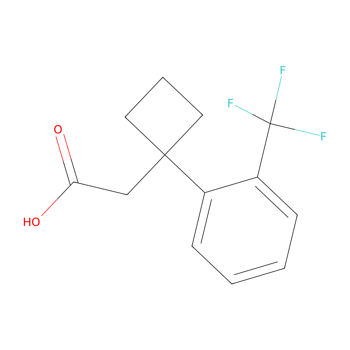 2-{1-[2-(Trifluoromethyl)phenyl]cyclobutyl}acetic acid molecular structure, CAS 2228819-43-8