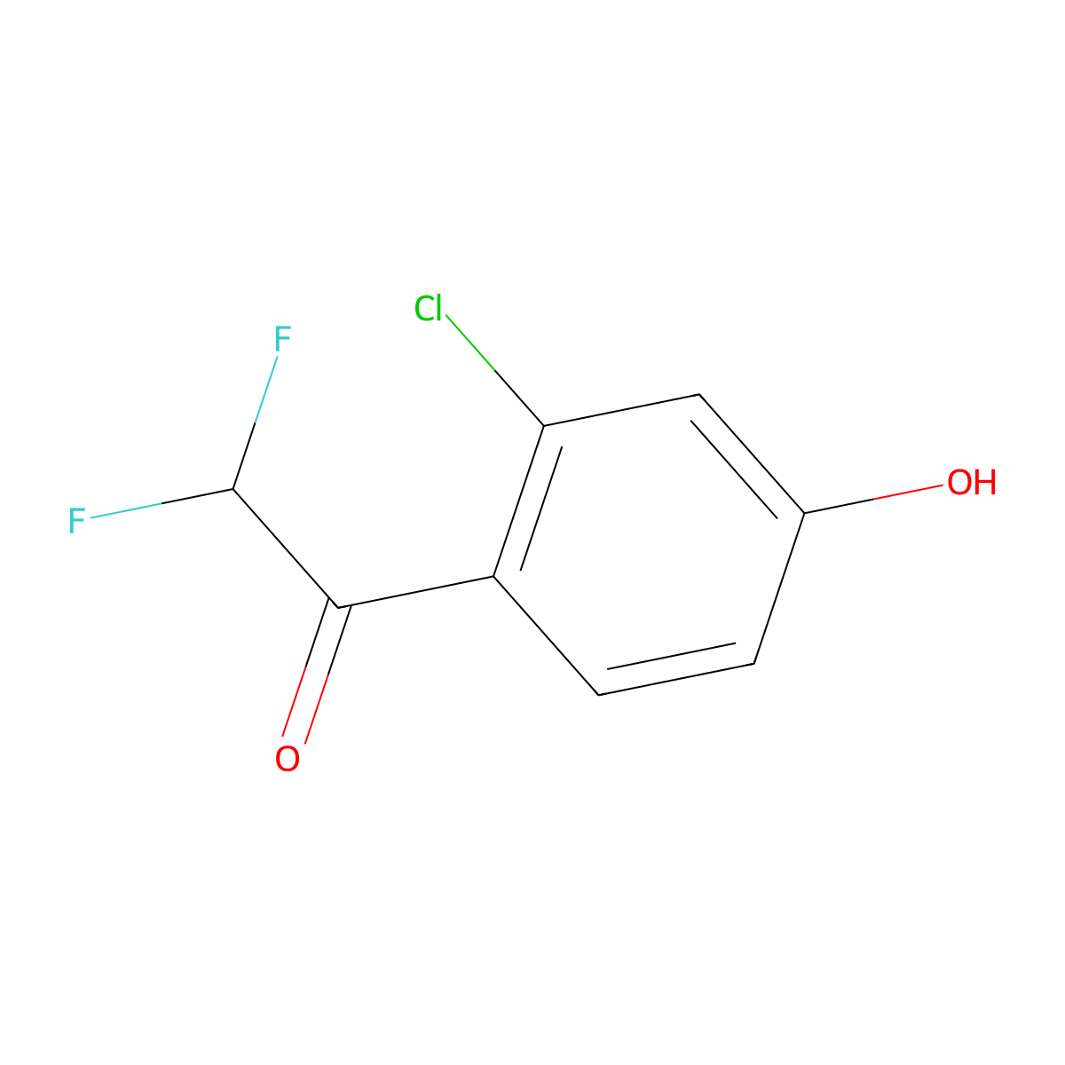 1-(2-Chloro-4-hydroxyphenyl)-2,2-difluoroethan-1-one molecular structure, CAS 2228822-20-4