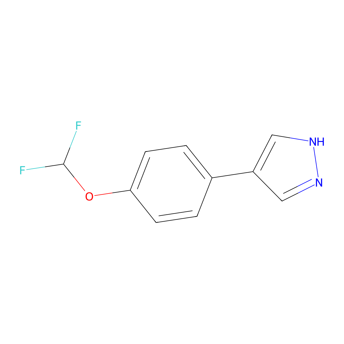 4-[4-(difluoromethoxy)phenyl]-1H-pyrazole molecular structure, CAS 2228824-31-3