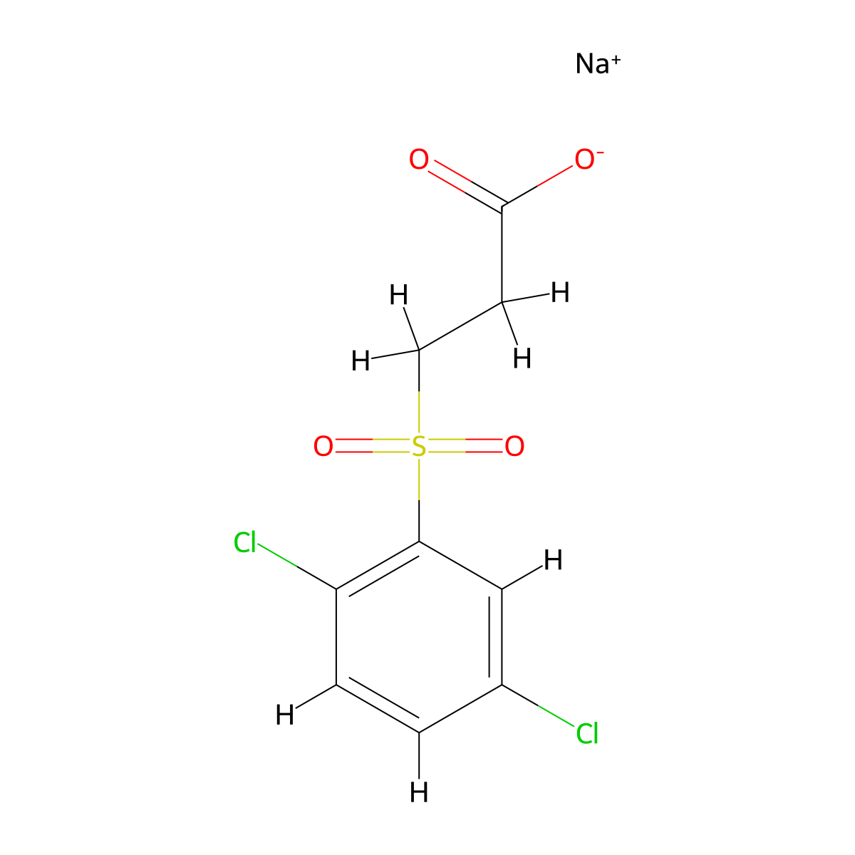 Sodium 3-(2,5-dichlorobenzenesulfonyl)propanoate molecular structure, CAS 2228826-16-0