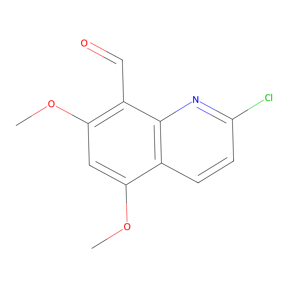 2-Chloro-5,7-dimethoxyquinoline-8-carbaldehyde molecular structure, CAS 2228827-14-1