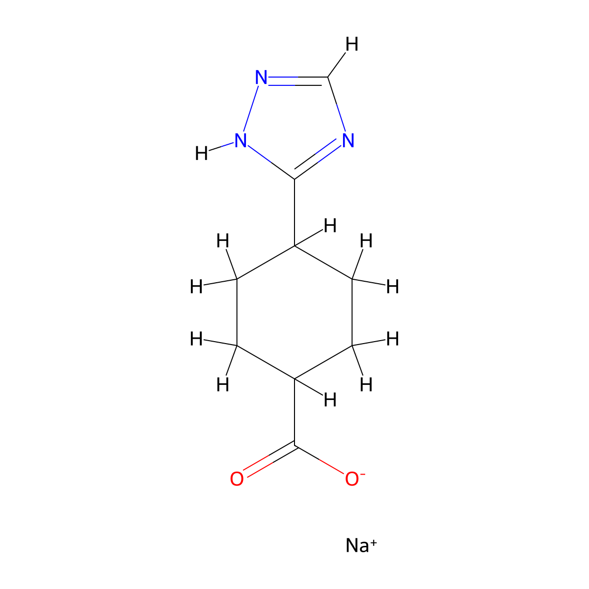 sodium 4-(1H-1,2,4-triazol-5-yl)cyclohexane-1-carboxylate molecular structure, CAS 2228827-24-3