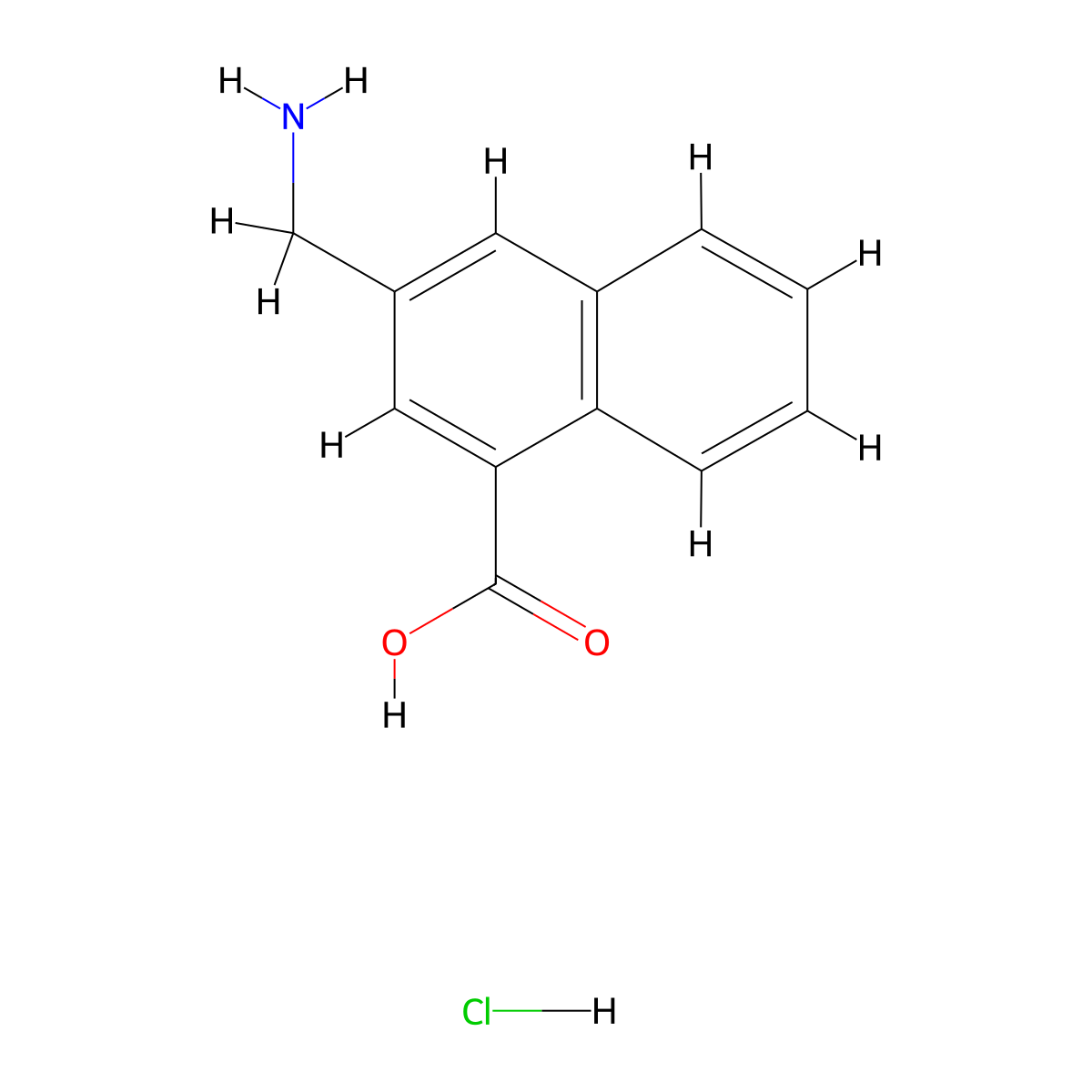 3-(Aminomethyl)naphthalene-1-carboxylic acid hydrochloride molecular structure, CAS 2228828-31-5