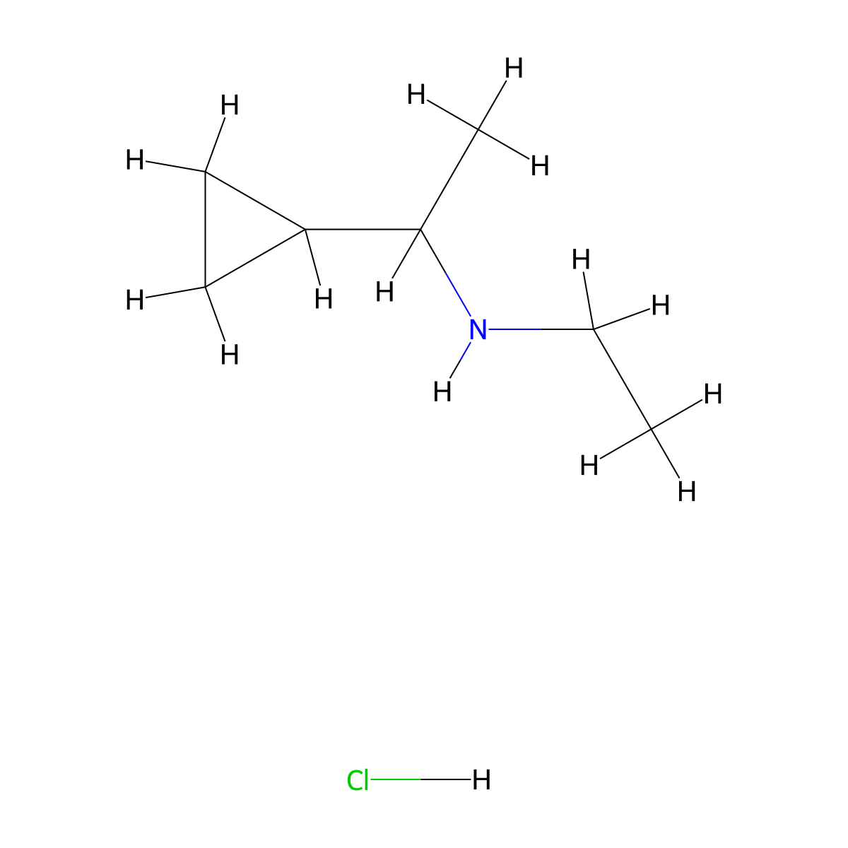(1-Cyclopropylethyl)(ethyl)amine hydrochloride molecular structure, CAS 2228829-91-0
