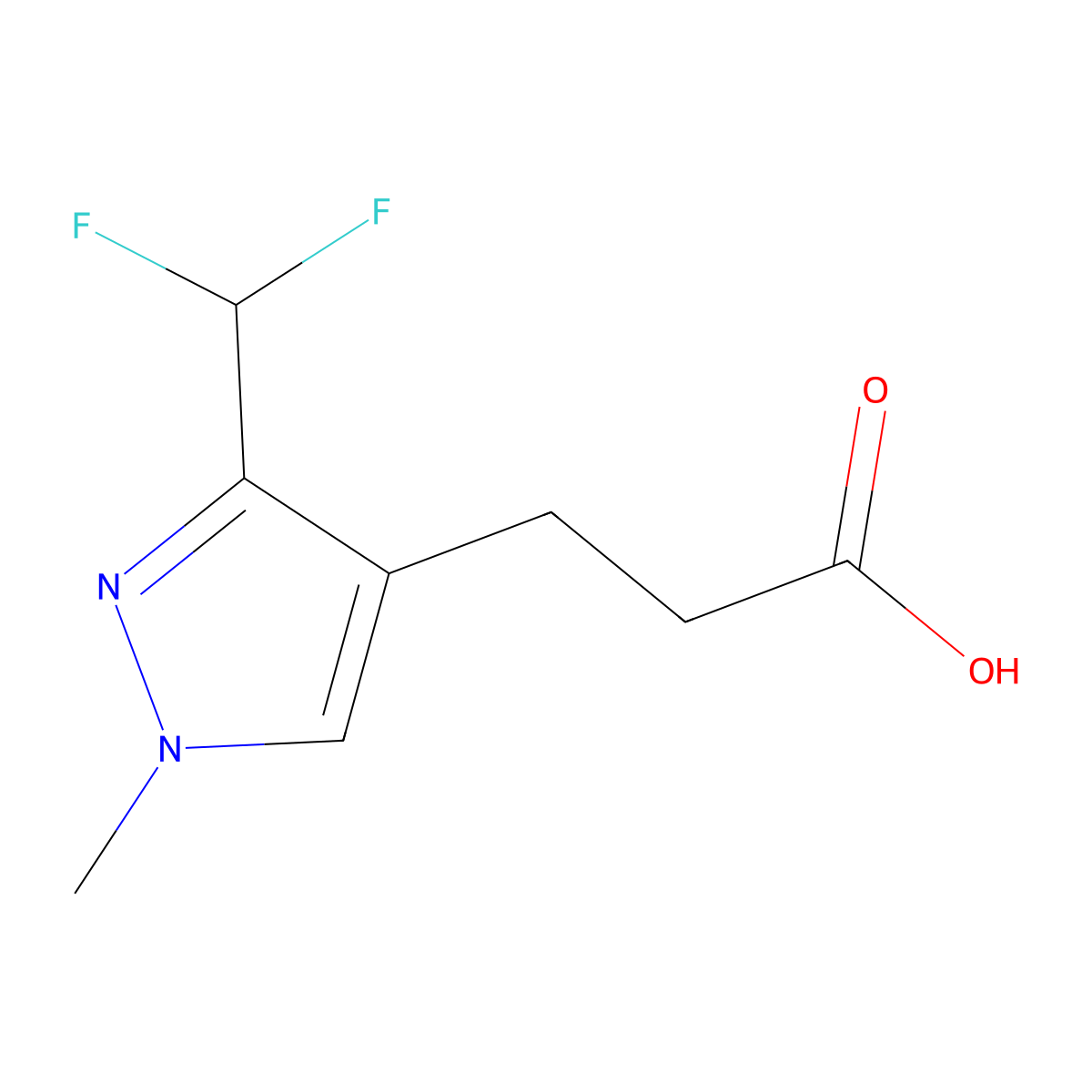 3-[3-(difluoromethyl)-1-methyl-1H-pyrazol-4-yl]propanoic acid molecular structure, CAS 2228832-08-2
