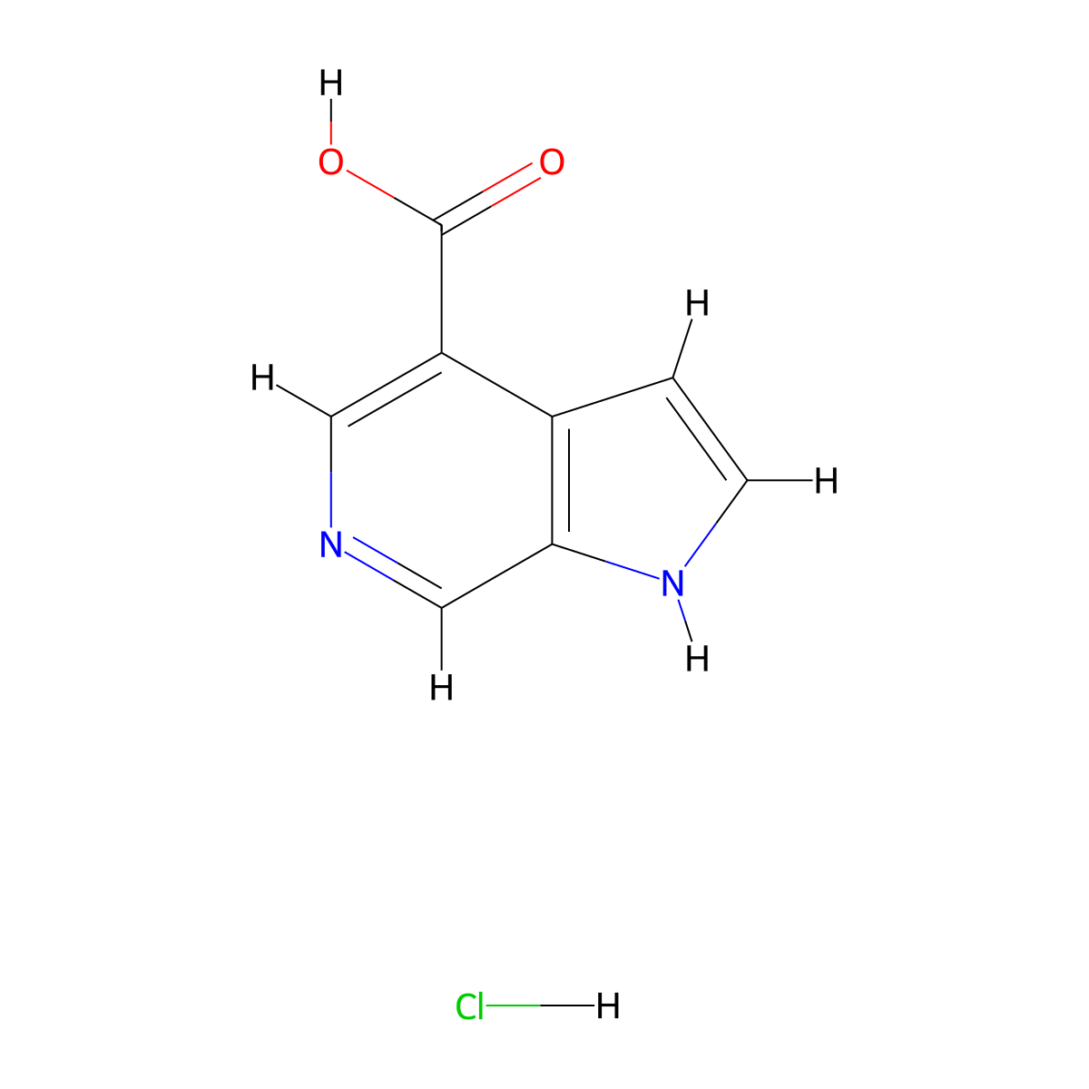 1H-Pyrrolo[2,3-c]pyridine-4-carboxylic acid hydrochloride molecular structure, CAS 2228833-06-3