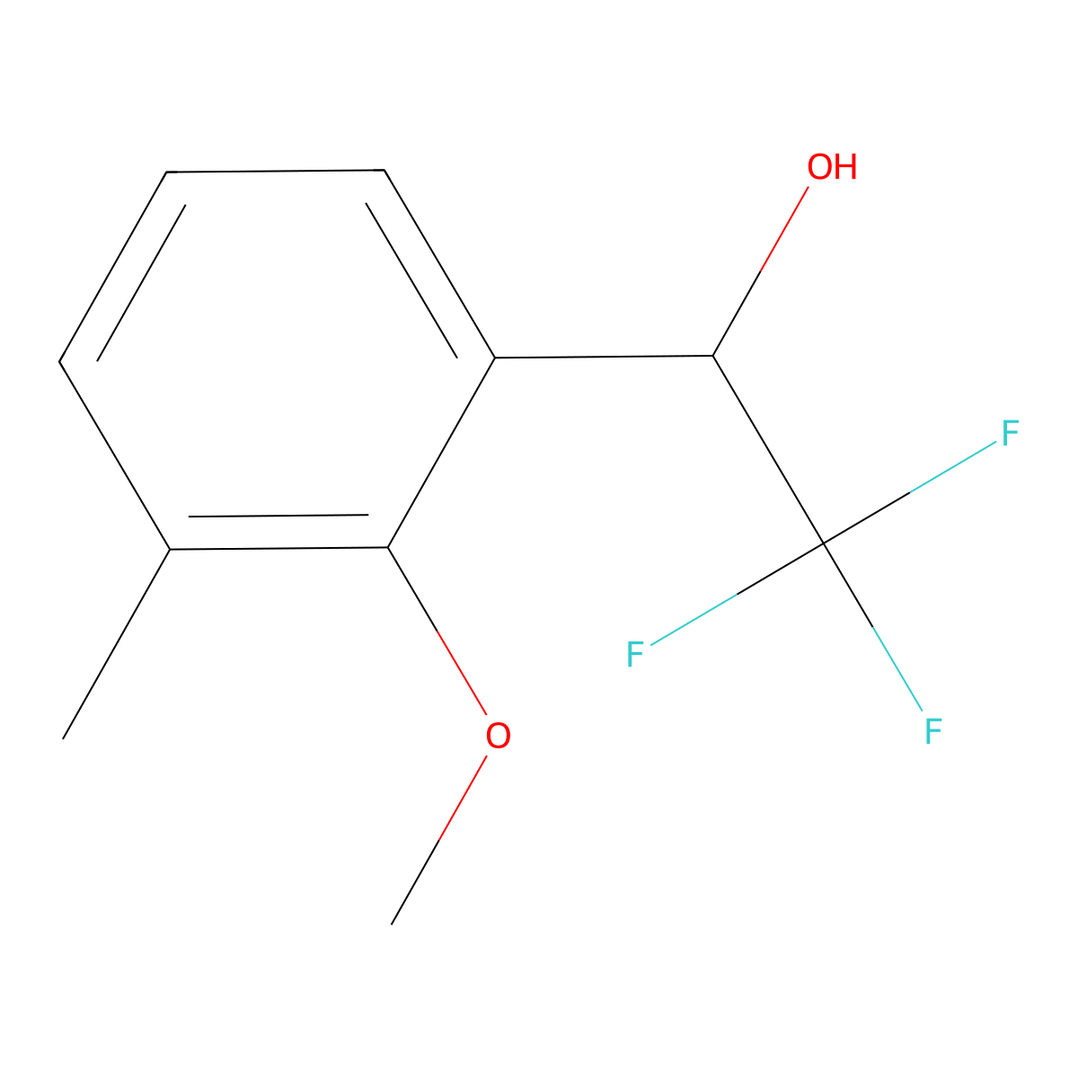 2,2,2-Trifluoro-1-(2-methoxy-3-methylphenyl)ethan-1-ol molecular structure, CAS 2228834-52-2