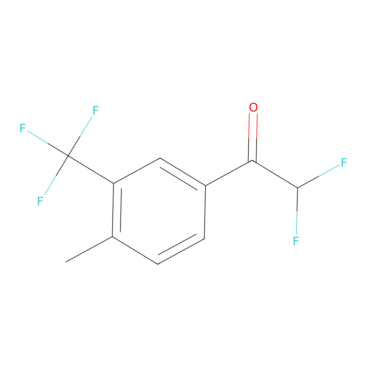 2,2-Difluoro-1-[4-methyl-3-(trifluoromethyl)phenyl]ethan-1-one molecular structure, CAS 2228838-49-9