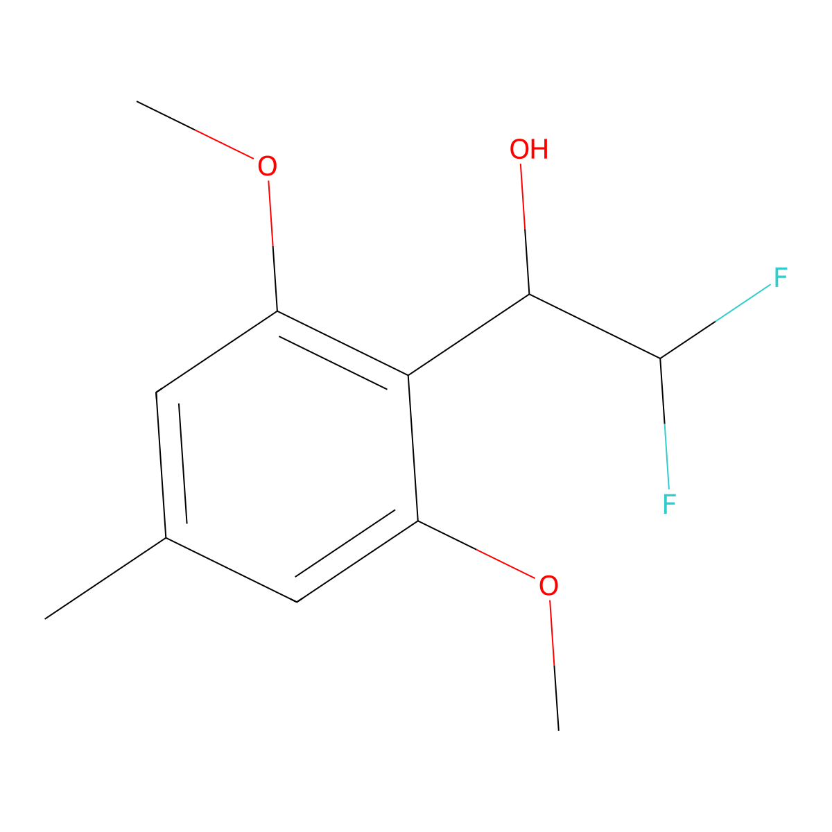 1-(2,6-Dimethoxy-4-methylphenyl)-2,2-difluoroethan-1-ol molecular structure, CAS 2228841-00-5