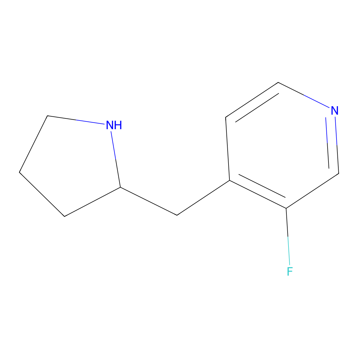 3-Fluoro-4-[(pyrrolidin-2-yl)methyl]pyridine molecular structure, CAS 2228841-62-9
