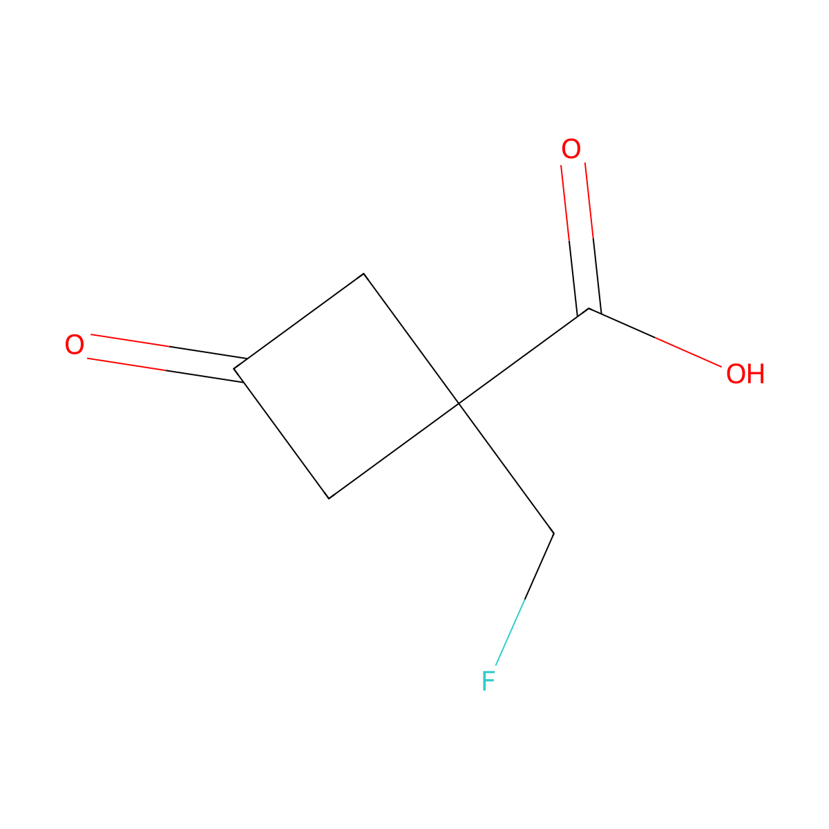 1-(Fluoromethyl)-3-oxocyclobutane-1-carboxylic acid molecular structure, CAS 2228847-26-3