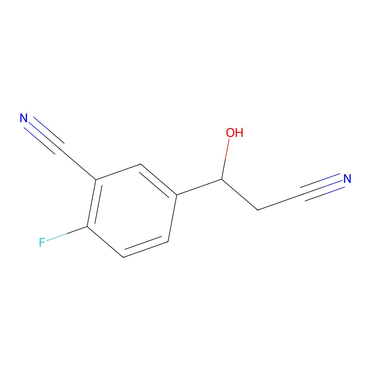 5-(2-Cyano-1-hydroxyethyl)-2-fluorobenzonitrile molecular structure, CAS 2228848-14-2