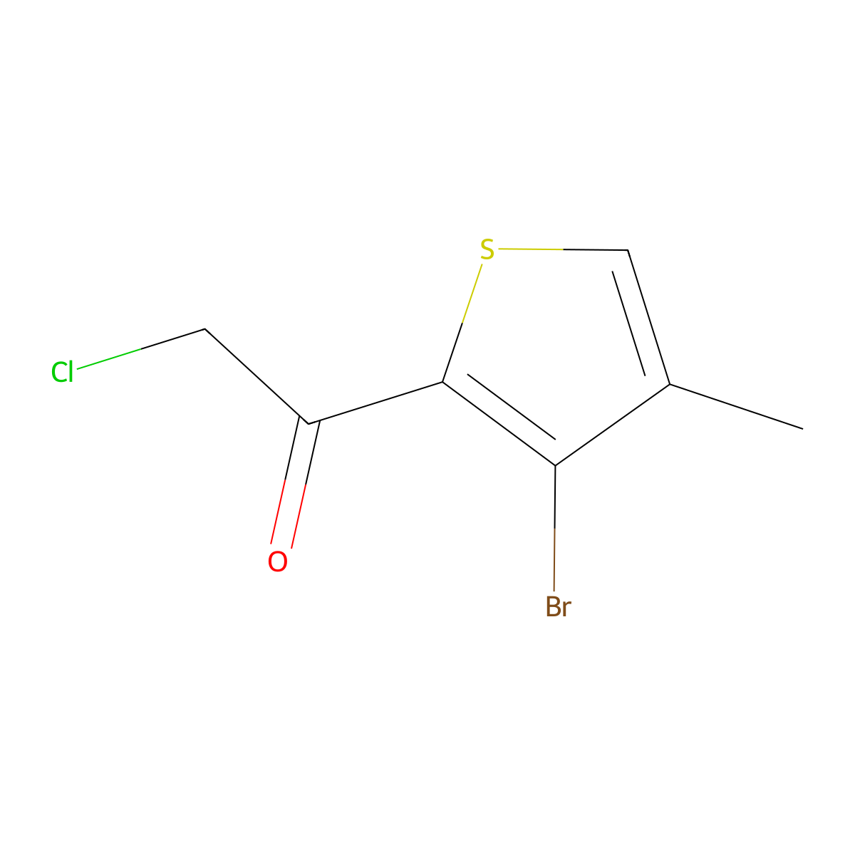 1-(3-Bromo-4-methylthiophen-2-yl)-2-chloroethan-1-one molecular structure, CAS 2228848-40-4
