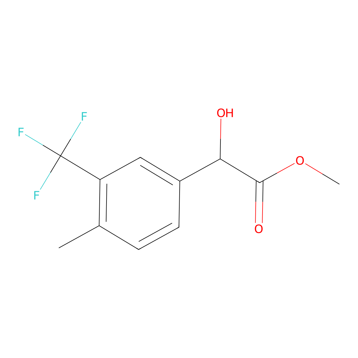 Methyl 2-hydroxy-2-[4-methyl-3-(trifluoromethyl)phenyl]acetate molecular structure, CAS 2228848-79-9