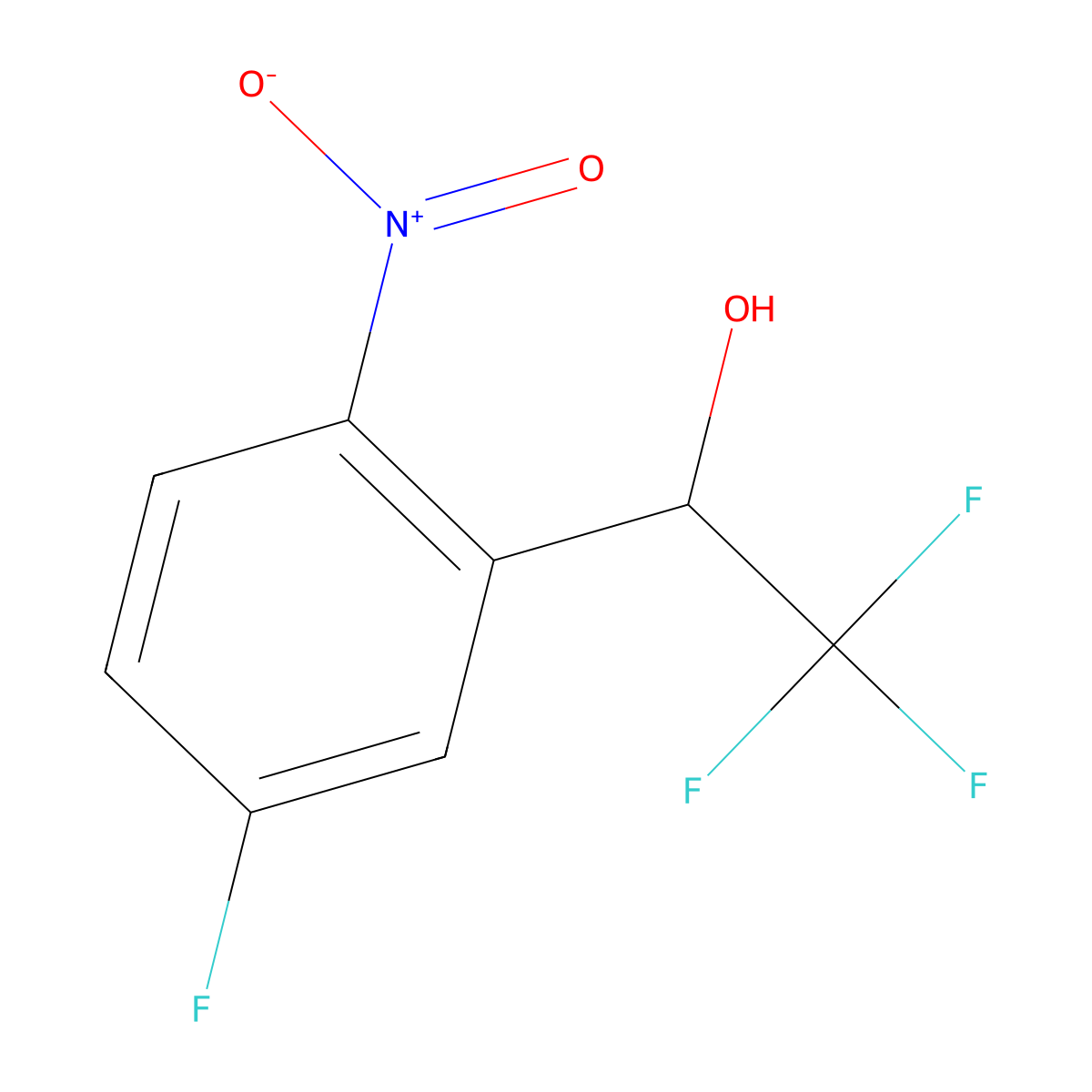 2,2,2-Trifluoro-1-(5-fluoro-2-nitrophenyl)ethan-1-ol molecular structure, CAS 2228849-00-9