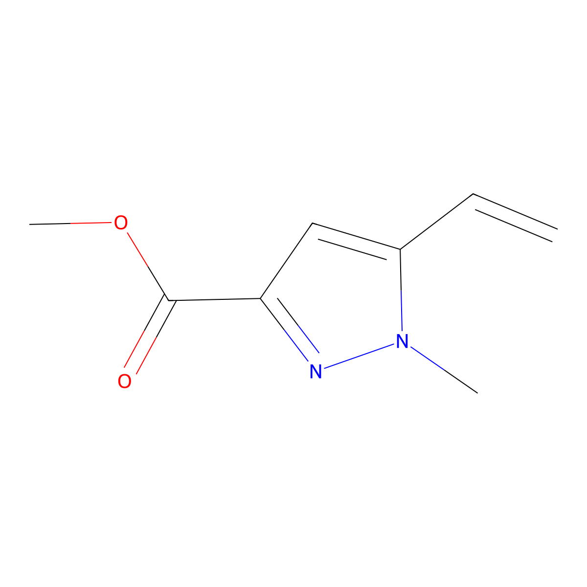 methyl 5-ethenyl-1-methyl-1H-pyrazole-3-carboxylate molecular structure, CAS 2228849-13-4