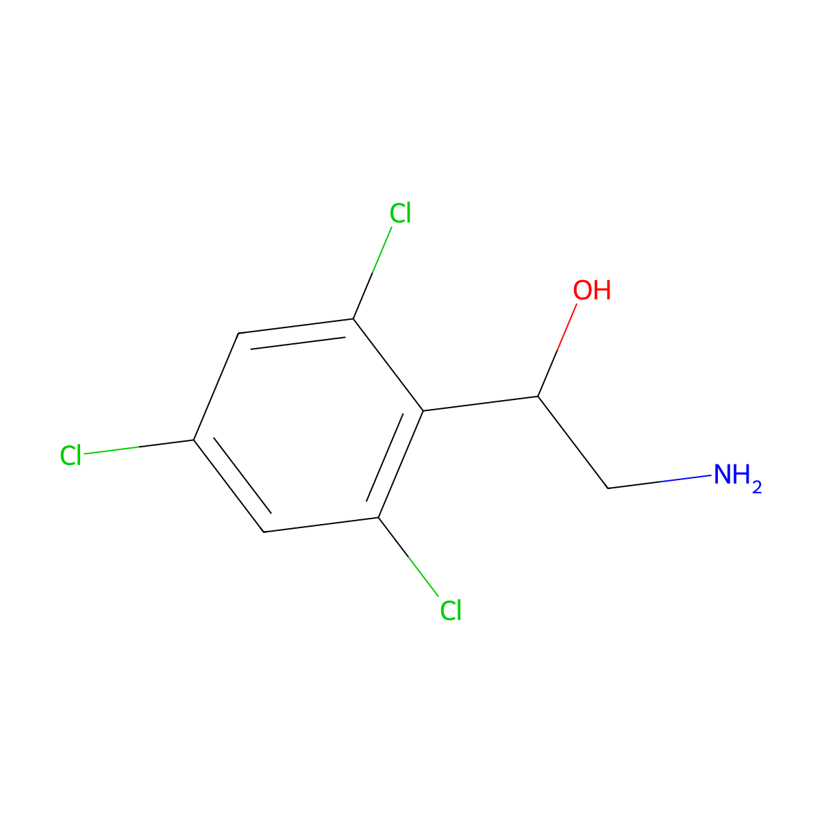 2-Amino-1-(2,4,6-trichlorophenyl)ethan-1-ol molecular structure, CAS 2228850-12-0