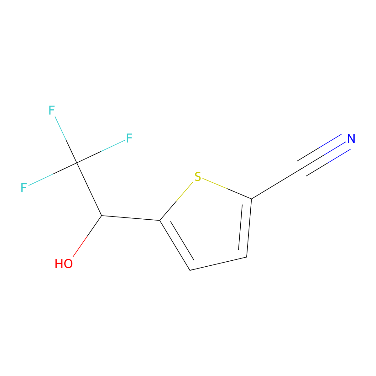 5-(2,2,2-Trifluoro-1-hydroxyethyl)thiophene-2-carbonitrile molecular structure, CAS 2228853-93-6