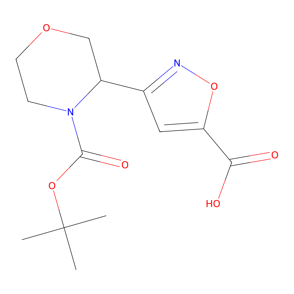 3-{4-[(Tert-butoxy)carbonyl]morpholin-3-yl}-1,2-oxazole-5-carboxylic acid molecular structure, CAS 2228854-08-6