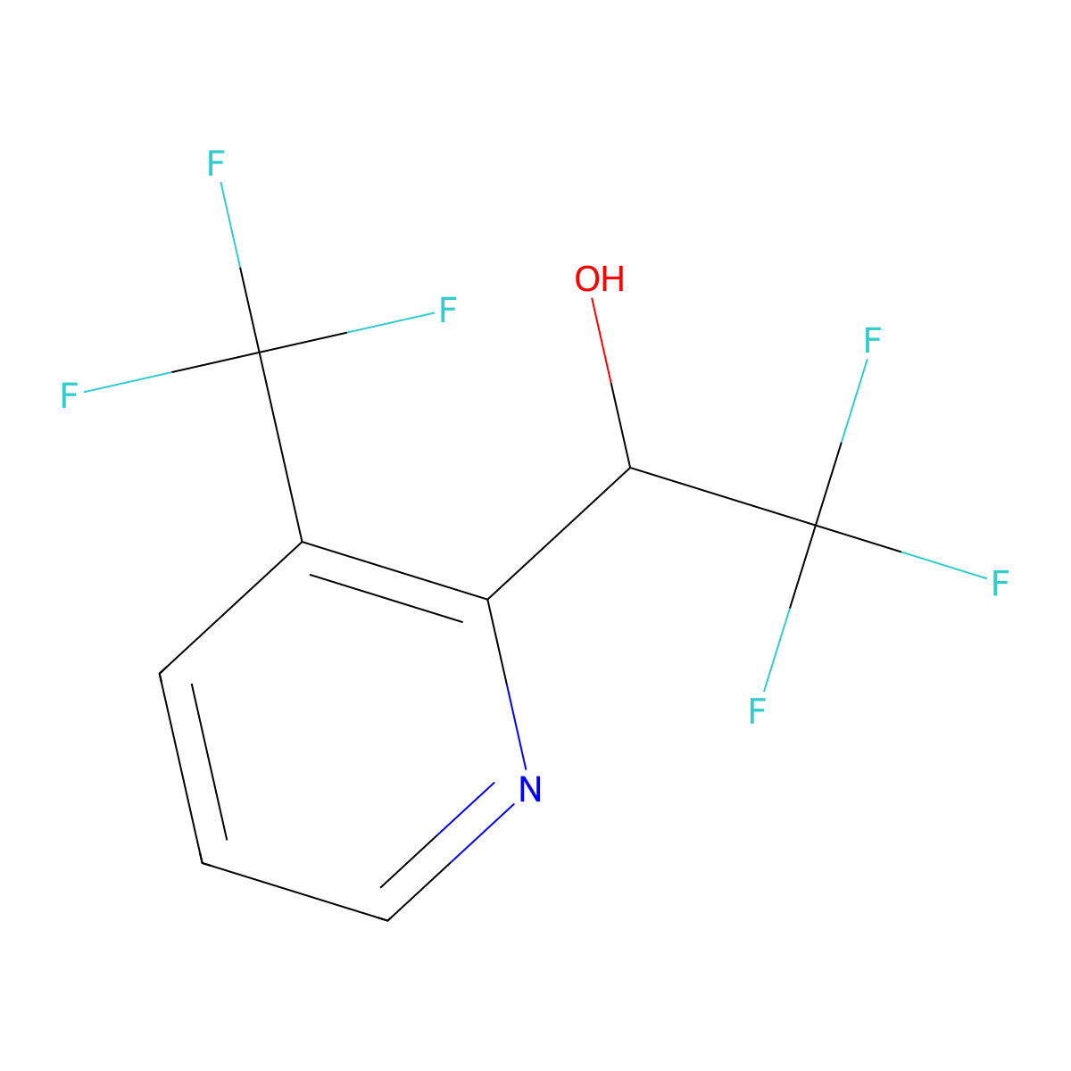 2,2,2-Trifluoro-1-[3-(trifluoromethyl)pyridin-2-yl]ethan-1-ol molecular structure, CAS 2228855-07-8