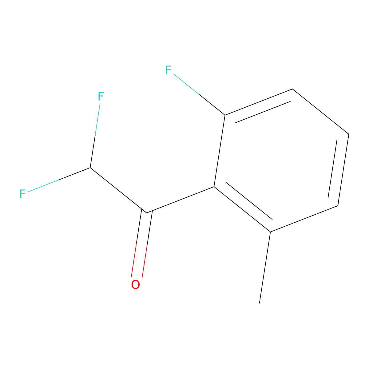 2,2-Difluoro-1-(2-fluoro-6-methylphenyl)ethan-1-one molecular structure, CAS 2228856-00-4