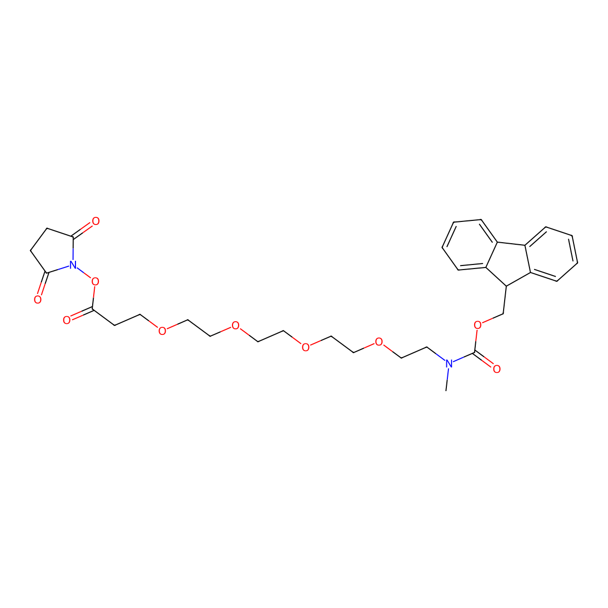 Fmoc-NMe-PEG4-NHS ester molecular structure, CAS 2228857-30-3