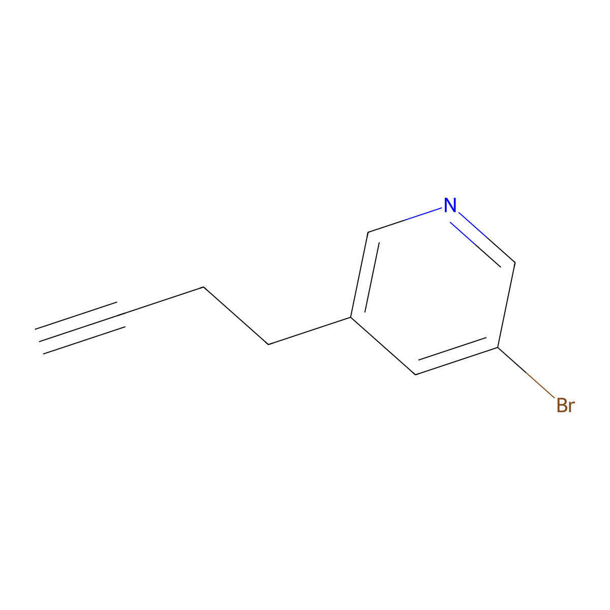3-Bromo-5-(but-3-yn-1-yl)pyridine molecular structure, CAS 2228860-62-4