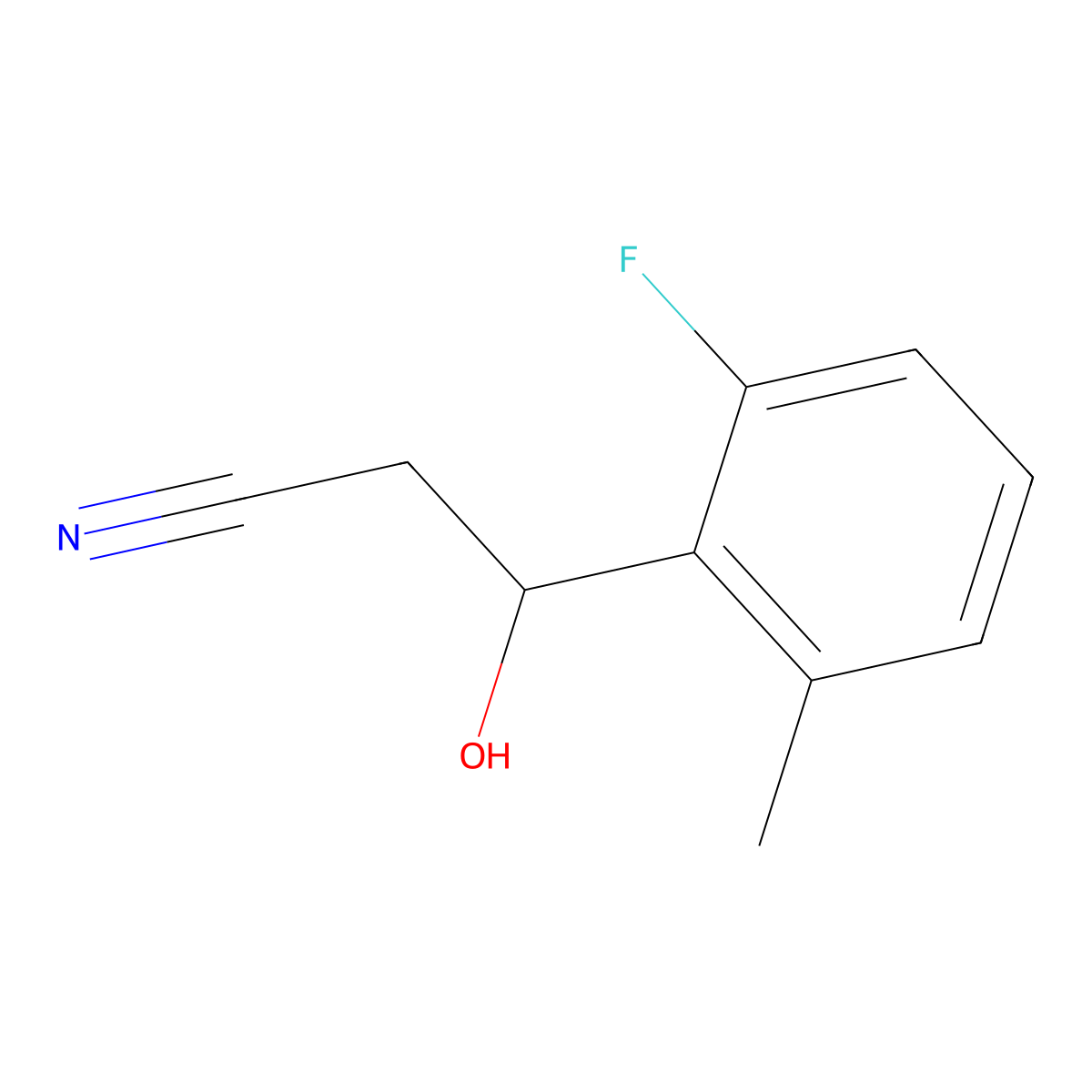 3-(2-Fluoro-6-methylphenyl)-3-hydroxypropanenitrile molecular structure, CAS 2228860-65-7